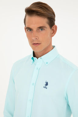 Мужская базовая рубашка зеленого цвета с длинным рукавом Неожиданная скидка в корзине - U.s. polo assn фото 2