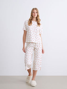 Beli Lastikli Desenli Kad?n Kapri Pijama Alt?