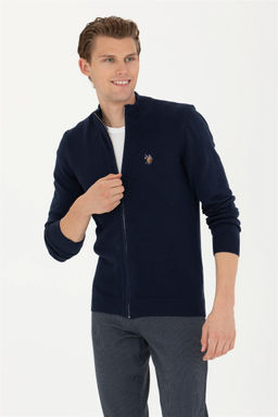 Мужской темно-синий базовый трикотажный кардиган