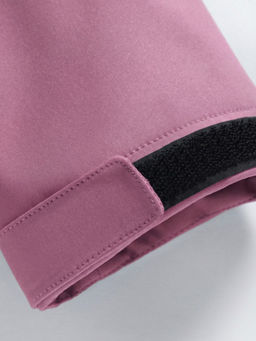 Парка женская софтшелл виндстоппер удлинённая с капюшоном малинового цвета 9614_1M