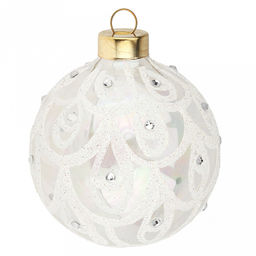 Елочная игрушка шар стеклянная д8см, люстр, ручная художественная роспись, подарочная упаковка (Россия)