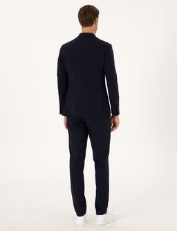 Lacivert Extra Slim Fit %100 Y_n Kruvaze Tak_m Elbise