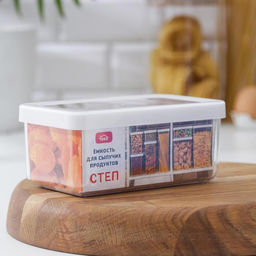 Ёмкость для хранения сыпучих продуктов IDEA «Степ», 800 мл, 16×10×7 см, пластик, крышка белая