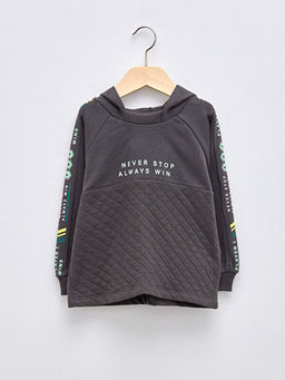 Uzun Kollu Bask?l? Erkek Bebek Hoodie