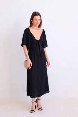 Martichelli Платье с завязками на груди чёрное  фото 5