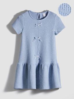 Simli Fiyonk Detayl? K?z ?ocuk Elbise