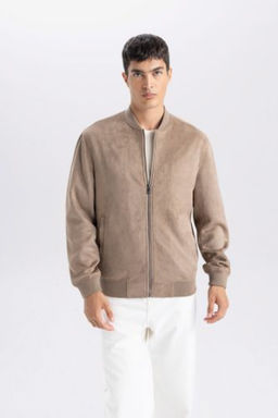 Slim Fit Suet Bomber Mont Ceket Dar Kesim Kolej Yaka Fermuarl? Cift Cepli Mevsimlik Baharl?k Hafif