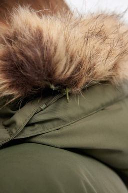 Водоотталкивающая куртка со съемным капюшоном и подкладкой из искусственного меха для девочек, пальто - Defacto фото 5