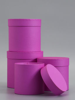 Набор шляпных коробок  4 в 1 "Фуксия" 18 × 18 ‒14 × 14 см