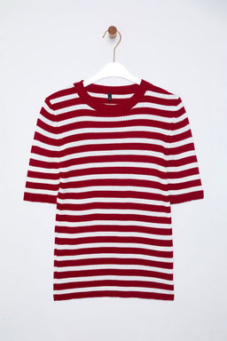 Trendyolmilla Fusya Basic Cizgili Triko Kazak TWOSS20KZ0075 фото 10