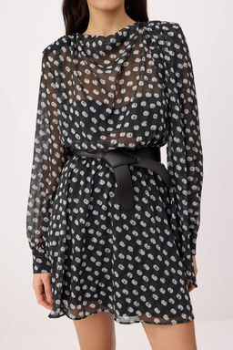 Cok Renkli Kemerli Sifon Ust Beden Astars?z Elbise TWOAW26EL00378 - Trendyolmilla фото 3