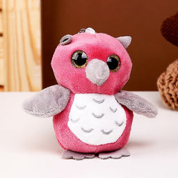 Мягкая игрушка Сова с серым клювиком, на брелоке, 10 см, цвета МИКС