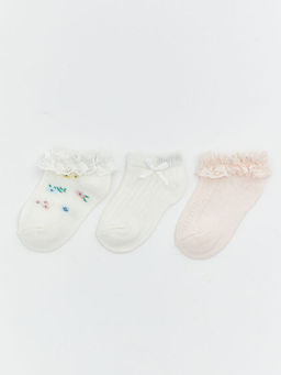 Desenli K?z Bebek Patik ?orap 3l?