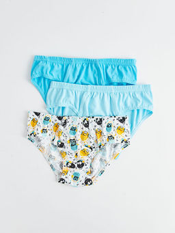 Bask?l? Pamuklu Erkek ?ocuk K?lot 3l?