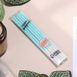 Цена за 2 шт. Свечи для торта «Исполнение желаний», 15 см, 6 шт., голубой цвет