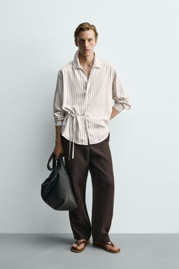 CAMISA FLUIDA RAYAS LAZO / Blanco