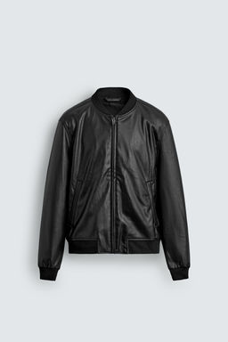 LEATHER EFFECT BOMBER JACKET - Zara фото 7
