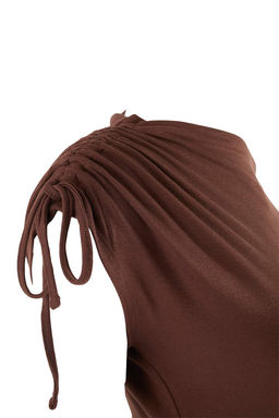 Fusya Regular/Normal Kal?p Asimetrik Yaka Buzgulu Yumusak Orme Bluz TWOSS26BZ00525 - Trendyolmilla фото 5