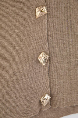 Ekru Dugme Detayl? Renk Bloklu Triko H?rka TWOAW26HI00144 - Trendyolmilla фото 13