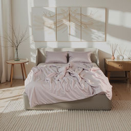 Постельное бельё 2-спальное «Этель», модал, серо-бежевое