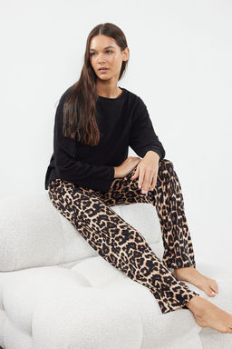 Trendyolmilla Siyah Leopar Desenli Orme Pijama Tak?m? THMAW25PT00100 фото 2