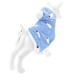 Пэт тойс (Pet toys) Одежда для собаки Накидка на меху Овечка с капюшоном, с помпоном, на кнопках, р-р M, длина спинки 35см/обхват шеи 32-36см, цвет-голубой, флис/искусственный мех (100% полиэстер) (Китай) - Домашняя мода фото 3