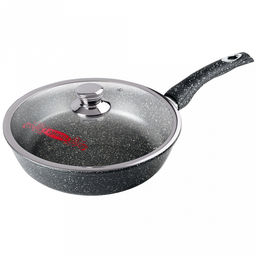 Сковорода с тефлоновым покрытием д26см "Гранит", h7см, s0,42см, ручка из термостойкого пластика, стеклянная крышка с пароотводом, подарочная упаковка (Россия)