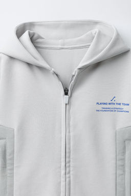 SPORTY SLOGAN ZIP-UP HOODIE - Zara фото 3