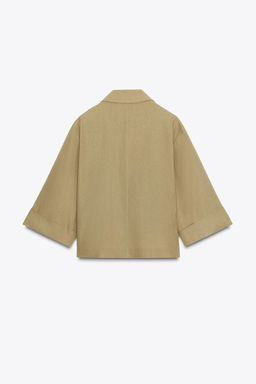 CROPPED DOUBLE-BREASTED LINEN BLEND BLAZER - Zara фото 7