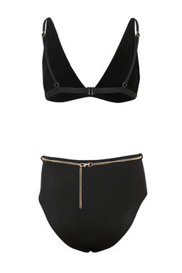 Siyah Ucgen Kapl? Zincir Charm Aksesuarl? Yuksek Bel Regular Bikini Tak?m? TBESS26BT00104 - Trendyolmilla фото 2