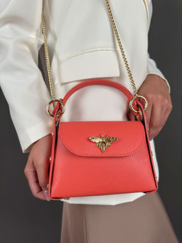 Сумка женская Sefaro из телячьей кожи маленькая красная  фото 7