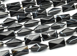 Бусины из агата глазкового прямоугольник с гранями 20*40мм, 39см, 9 бусин Радуга камня