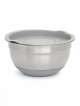 Миска для смешивания продуктов с крышкой 1,4л серый нержавеющая сталь, силикон, ПП