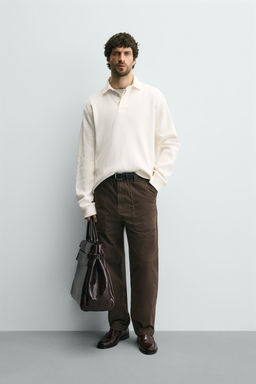 CONTRAST WAFFLE-KNIT RUGBY POLO SHIRT - Zara фото 9