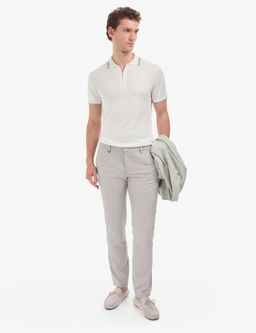 Ekru Slim Fit Polo Yaka Fermuarl_ Triko Ti__rt