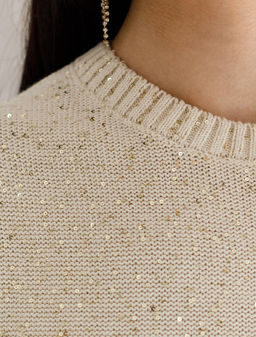 Платье вязаное из хлопковой пряжи с пайетками - Vilatte фото 2