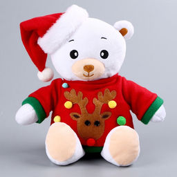 Мягкая игрушка Мишка Лаппи, новогодняя, в красной кофте на липучке, 22 см