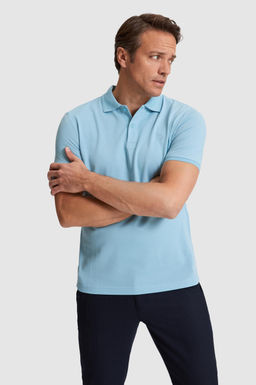 Erkek Mavi Regular Fit Polo Yaka Basic Ti__rt