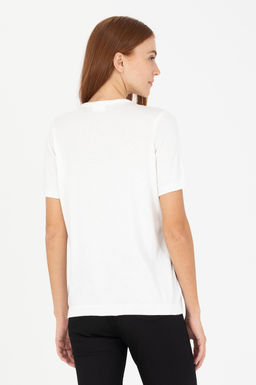 Kad_n Ekru Bisiklet Yaka Kazak