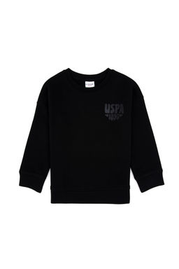 K_z _ocuk Siyah Simli Bask_ Detayl_ Bisiklet Yaka Basic Sweatshirt Sepette S_rpriz _ndirim - U.s. polo assn фото 10