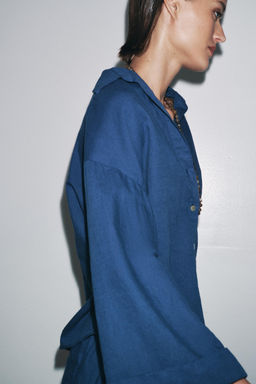 LINEN BLEND SHIRT ZW COLLECTION - Zara фото 4