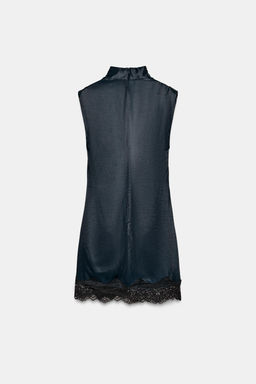 MINI SATIN DRESS WITH LACE DETAIL - Zara фото 18