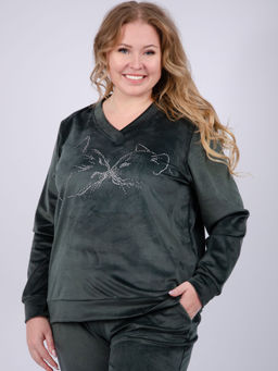 Костюм Велюр 5 тёмно-серый, велюр - Малина фото 27