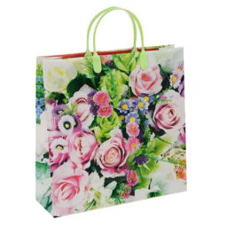 9627 Сумка пластик. BAM 156 (30x30см) средняя Букет яркий*20