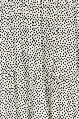 Beyaz Puantiyeli Duz Kesim Ask?l? Kare Yaka Gipe Detayl? Dokuma Midi Elbise TWOSS23EL02444