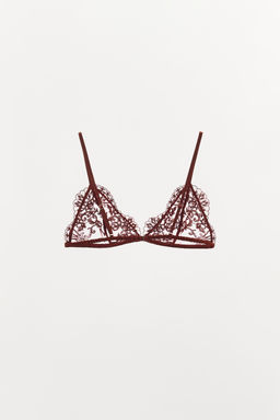 EMBROIDERED LACE TRIANGLE BRALETTE - Zara фото 4