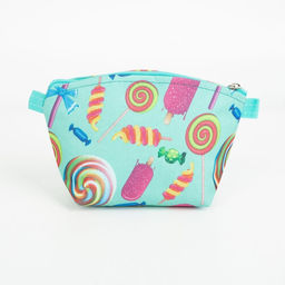 Косметичка на молнии простая, маленькая, с рисунком Леденцы, мятная/разноцветная - Simaland фото 2