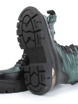 02-FAR137-3Z GREEN/BLACK Дутики женские (искусственная кожа, плащевая ткань, шерсть) - Фабричный китай фото 15