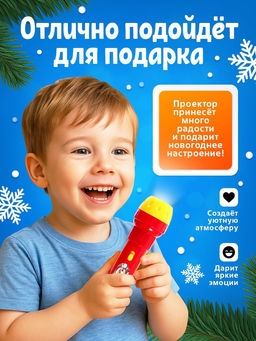 Проектор - фонарик «Новогодние истории. Лошадь», 3 слайда, свет