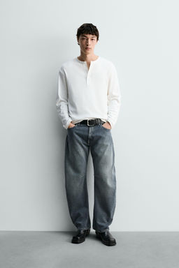 JEANS RELAXED BARREL FIT / Azul / Verde